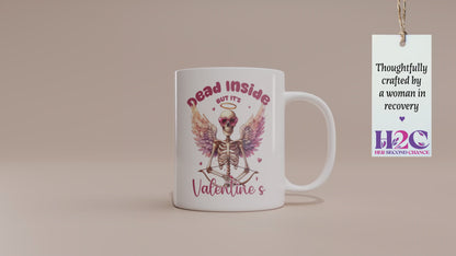 Fun "Dead Inside, But It’s Valentine’s" Skeleton Angel Mug